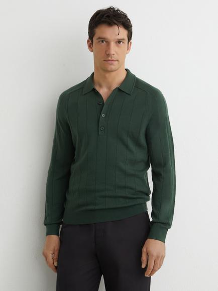 Reiss Greyson Wool Polo Shirt, Dark Green, Dark Green