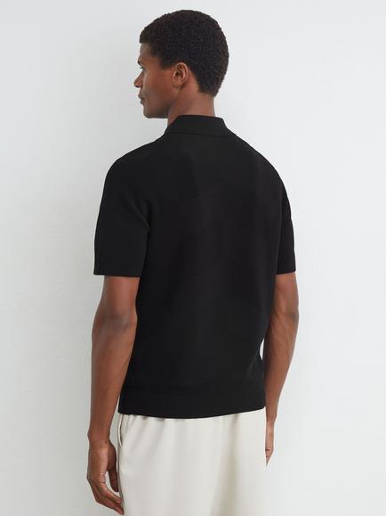 Reiss Leigham Cotton Rich Polo Shirt, Black - view 2, Black