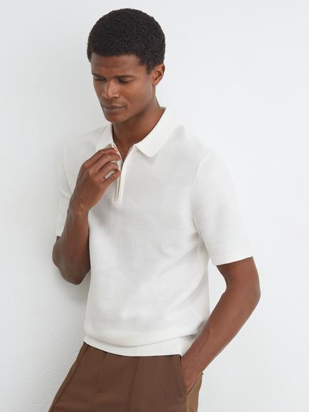 Reiss Leigham Cotton Rich Polo Shirt, White, White