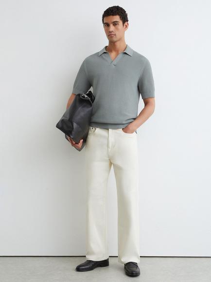 Reiss Leon Cotton Blend Polo Shirt, Sage, Sage