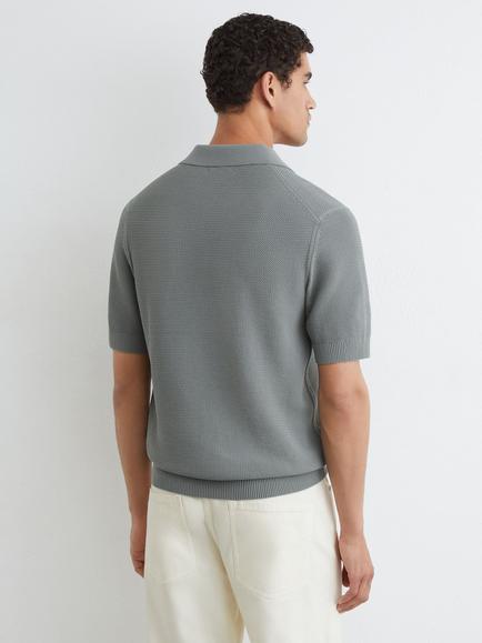 Reiss Leon Cotton Blend Polo Shirt, Sage - view 2, Sage