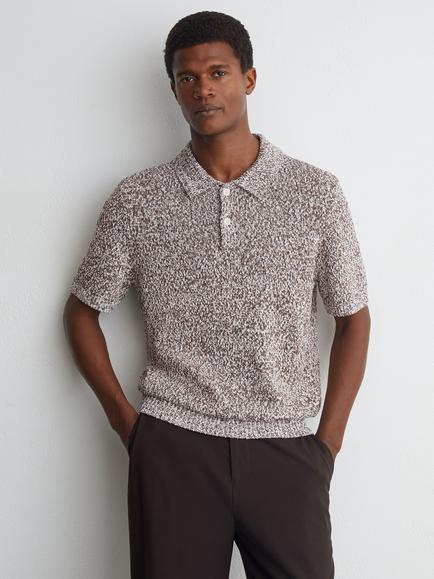 Reiss Marco Cotton Rich Polo Shirt, White/Camel, White/Camel