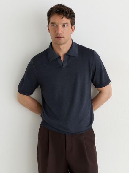 Reiss Rook Wool Polo Shirt, Navy