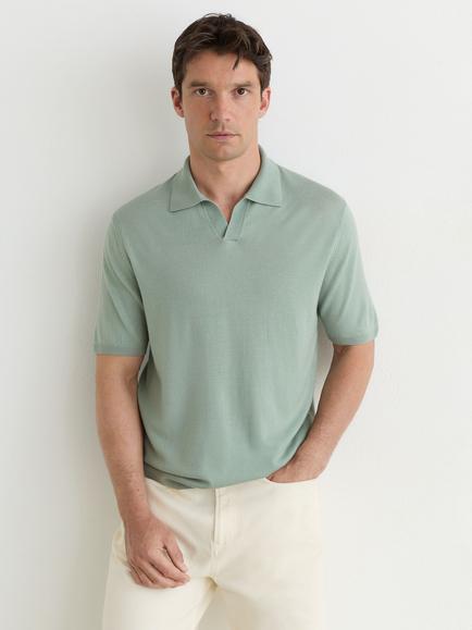Reiss Rook Wool Polo Shirt, Soft Sage Green