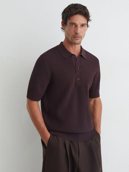 Reiss Warren Cotton Rich Polo Shirt, Dark Bordeaux