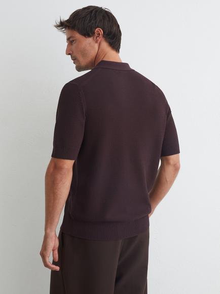Reiss Warren Cotton Rich Polo Shirt - view 2, Dark Bordeaux
