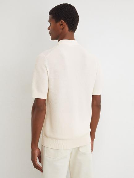 Reiss Warren Cotton Rich Polo Shirt, Ecru - view 2, Ecru