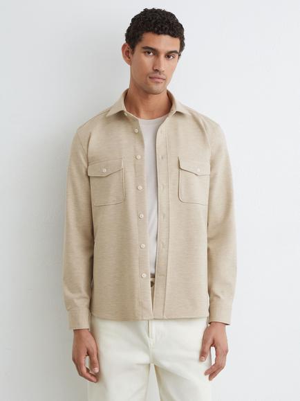 Reiss McShane Wool Blend Shirt, Oatmeal, Oatmeal