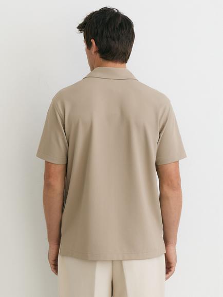 Reiss River Cuban Collar Short Sleeve Shirt, Stone - view 2, Stone