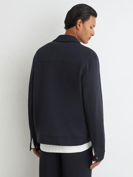 Reiss Thom Premium Interlock Twin Pocket Overshirt, Navy - view 2, Navy