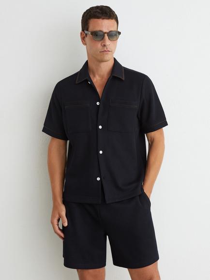 Reiss Weaver Regular Fit Shirt, Navy, Navy