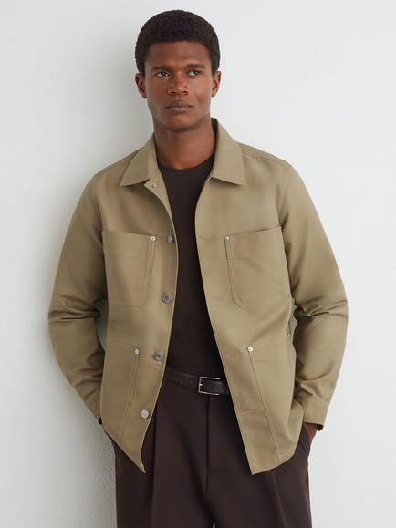 Reiss Yorker Cotton Regular Fit Shirt, Soft Blue, Sage Green