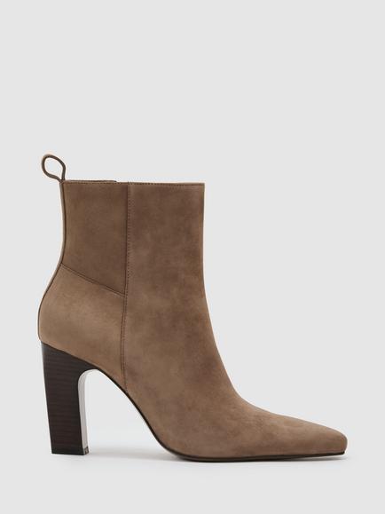 Reiss Blakely Chiselled Toe Suede Ankle Boots, Taupe, Taupe