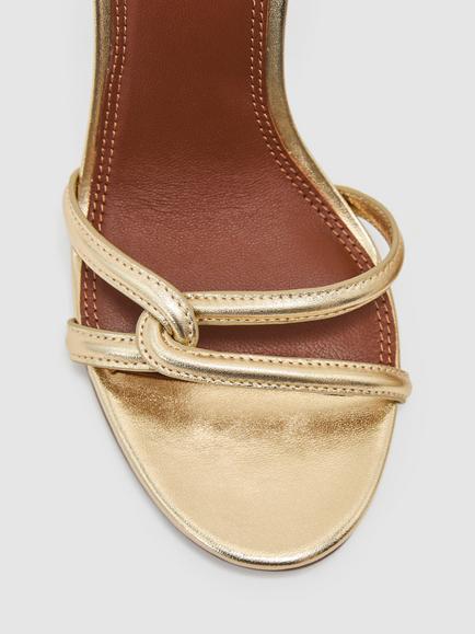 Reiss Annabelle Leather Link Strap Stiletto Heel Sandals, Gold - view 2, Gold