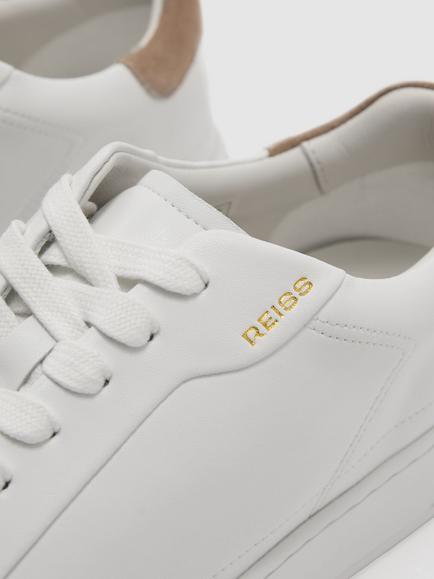 Reiss Jessie Low Top Trainers, White - view 2, White
