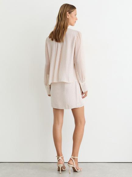 Reiss Dottie Tie Neck Polka Dot Mini Dress, Ivory/Red - view 2, Ivory/Red