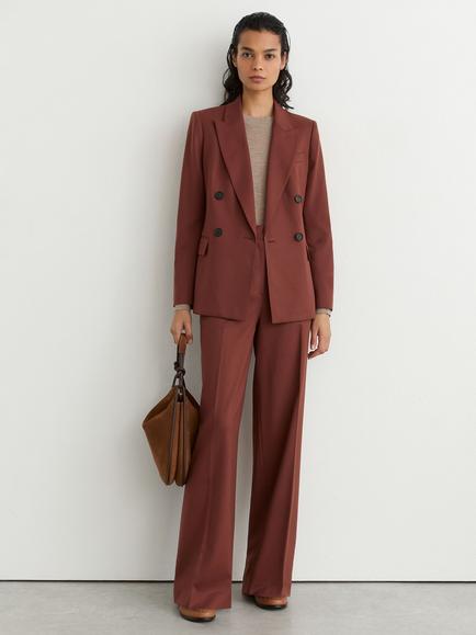 Reiss Petite Solene Wool Blend Double Breasted Suit Jacket - view 2, Brick Red