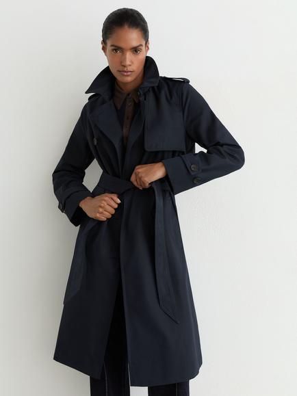 Reiss Petite Azura Zip Out Rain Mac, Navy