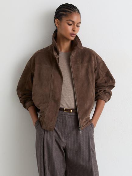 Reiss Cooper Suede Jacket, Brown, Brown