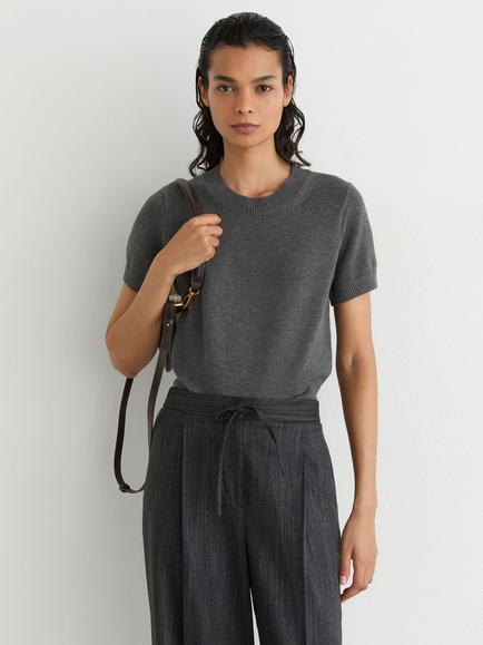 Reiss Rita Crew Neck Knit Top, Grey, Grey