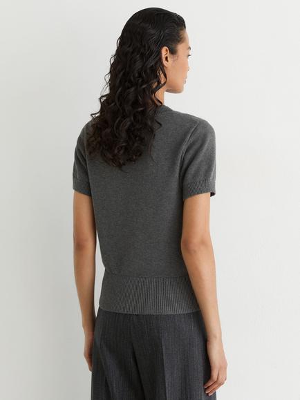 Reiss Rita Crew Neck Knit Top, Grey - view 2, Grey