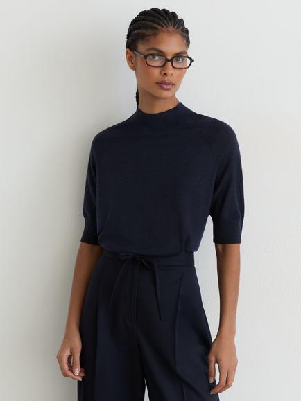 Reiss Sienna Knitted Top, Navy, Navy