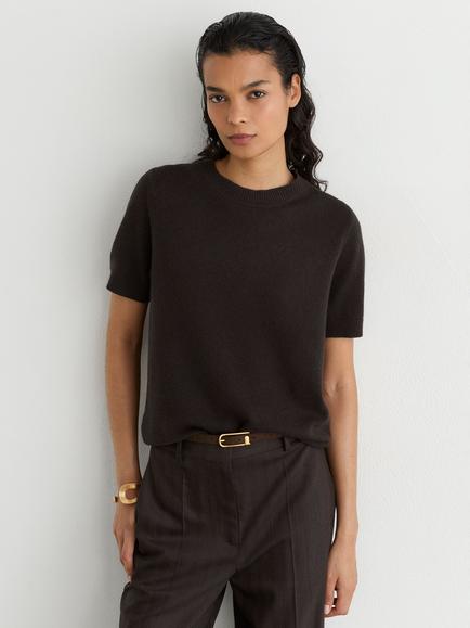 Reiss Stevie Cashmere T-Shirt, Grape Burgundy, Grape Burgundy