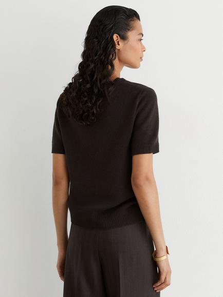 Reiss Stevie Cashmere T-Shirt, Grape Burgundy - view 2, Grape Burgundy