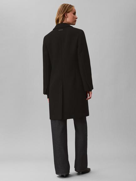Calvin Klein Tailored Wool Blend Single Breasted Coat, Black - view 2, Black
