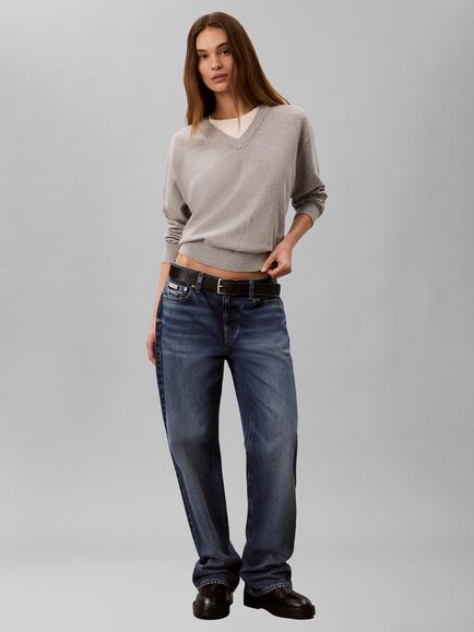 Calvin Klein Relaxed Wool Blend Dual Layer Jumper, Grey