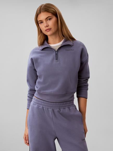 Calvin Klein French Terry Quarter Zip Sweatshirt, Mid Blue - view 2, Mid Blue