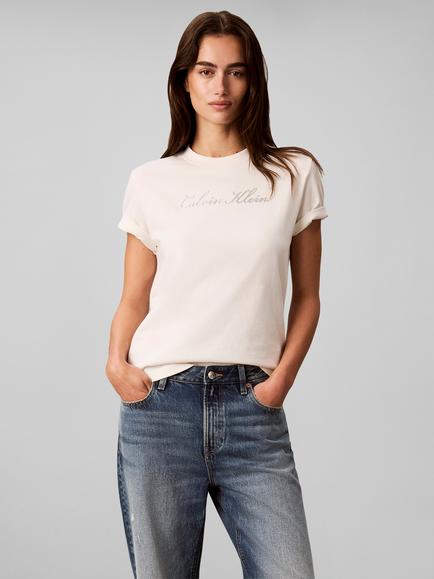 Calvin Klein Classic Script Logo T-Shirt, Off White - view 2, Off White