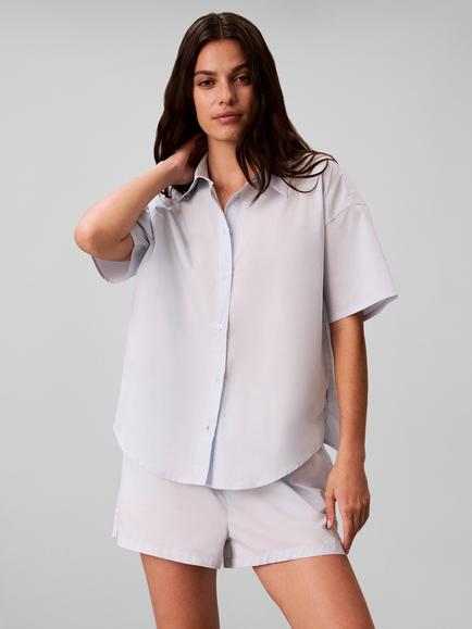 Calvin Klein Shirt Short Cotton Women's Pyjamas, Light Grey, Light Grey