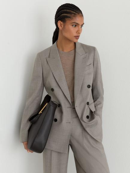 Reiss Darcy Wool Rich Double Breasted Blazer, Light Grey, Light Grey