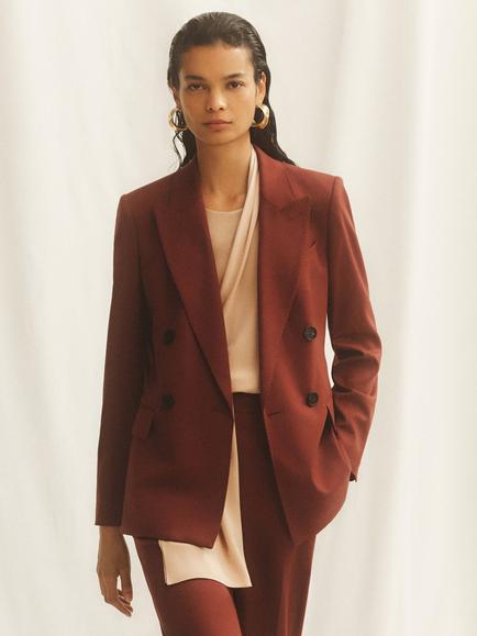 Reiss Solene Wool Blend Double Breasted Suit Jacket, Brick Red, Brick Red