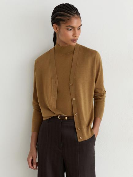 Reiss Simi Wool Cardigan, Camel, Camel