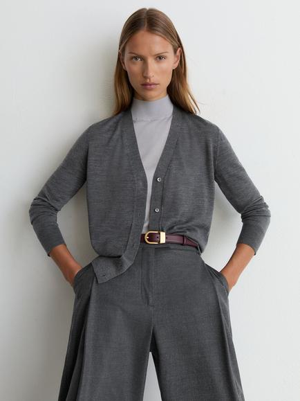 Reiss Simi Merino Wool Cardigan, Charcoal Grey, Charcoal Grey