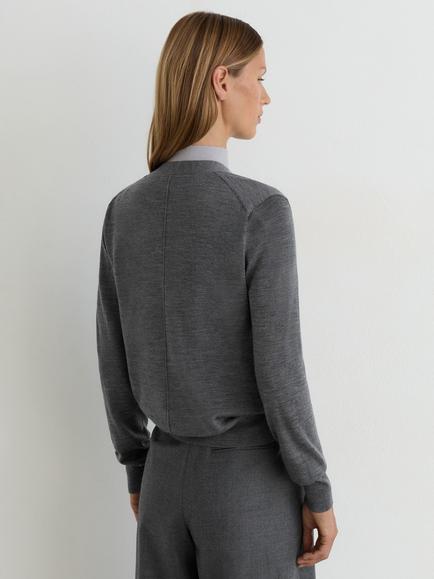 Reiss Simi Merino Wool Cardigan, Charcoal Grey - view 2, Charcoal Grey