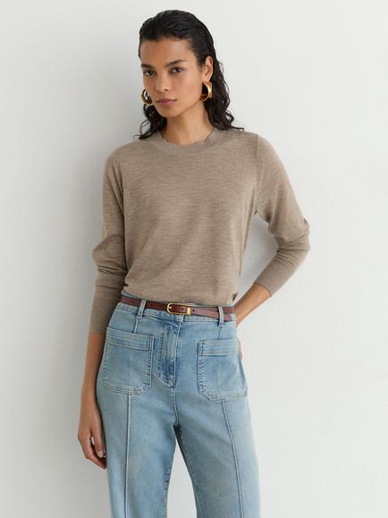 Reiss Sadie Merino Wool Crew Neck Jumper, Neutral, Neutral