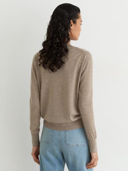 Reiss Sadie Merino Wool Crew Neck Jumper, Neutral - view 2, Neutral