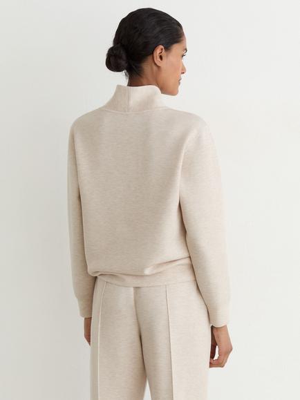 Reiss Annabel Shawl Neck Top, Neutral Marl - view 2, Neutral Marl
