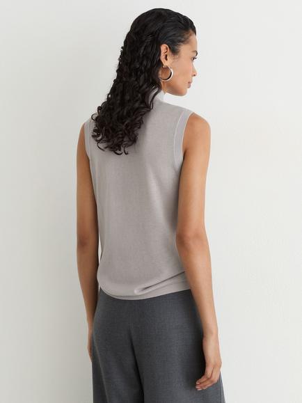 Reiss Evelyn Merino Wool Funnel Neck Sleeveless Vest, Grey - view 2, Grey