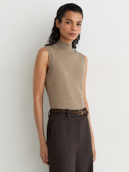 Reiss Evelyn Funnel Neck Merino Wool Tank Top, Neutral, Neutral
