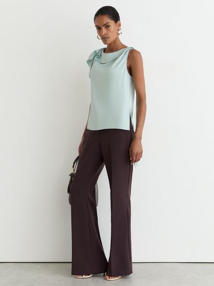 Reiss Hanna Frill Neck Sleeveless Top, Aqua Blue - view 2, Aqua Blue