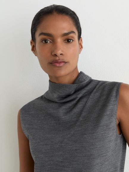 Reiss Honey Sleeveless Slouch Neck Top, Dark Charcoal Grey - view 2, Dark Charcoal Grey
