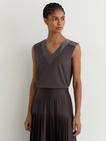 Reiss Kallie V-Neck Cami, Grape Burgundy, Grape Burgundy