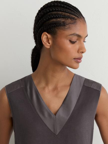 Reiss Kallie V-Neck Cami, Grape Burgundy - view 2, Grape Burgundy