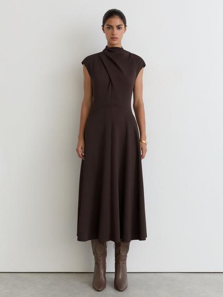 Reiss Petite Alma A-Line Midi Dress, Grape Burgundy, Grape Burgundy