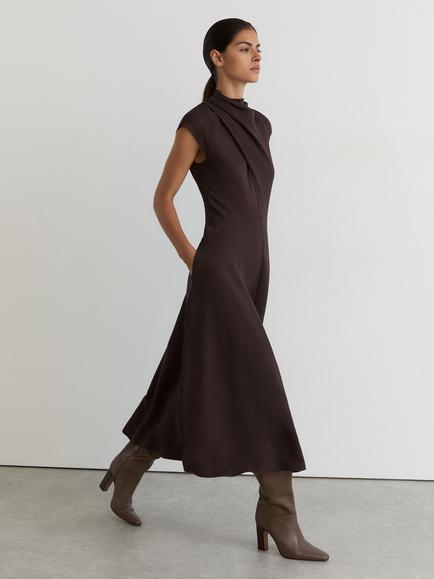 Reiss Petite Alma A-Line Midi Dress, Grape Burgundy - view 2, Grape Burgundy