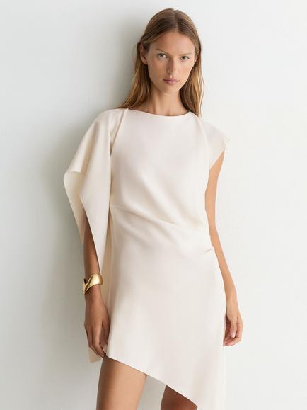 Reiss Athena Drape Detail Mini Dress, Ivory - view 2, Ivory